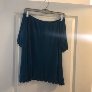 Off the shoulder teal top with surplice back